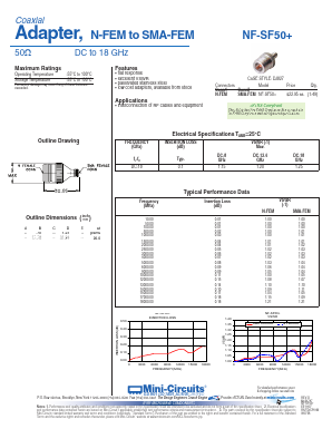 NF-SF50 Datasheet PDF Minicircuits