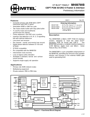MH89790BN Datasheet PDF Mitel Networks