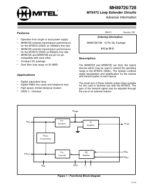 MH89728 Datasheet PDF Mitel Networks