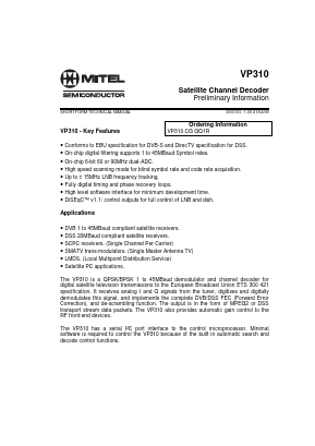 VP310 Datasheet PDF Mitel Networks