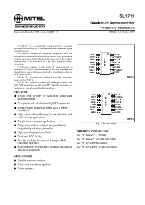SL1711BKG Datasheet PDF Mitel Networks