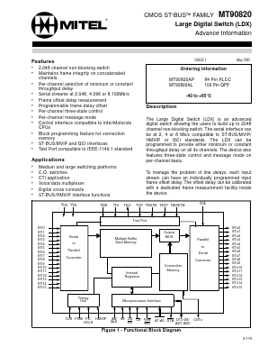 MT90820AL Datasheet PDF Mitel Networks