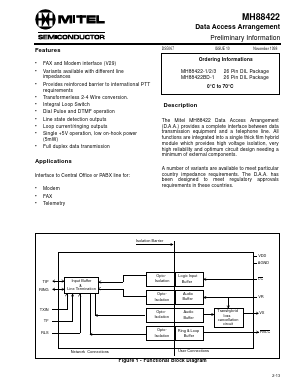 MH88422 Datasheet PDF Mitel Networks