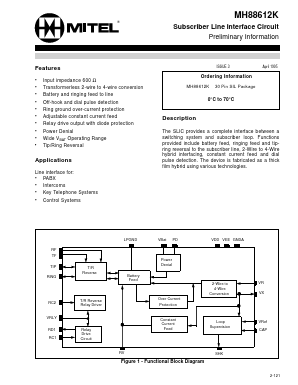 MH88612K Datasheet PDF Mitel Networks