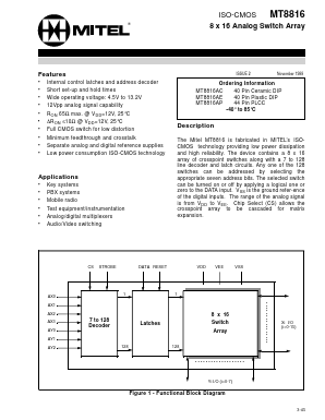 MT8816AC Datasheet PDF Mitel Networks