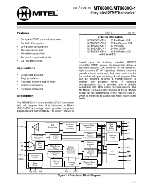 MT8880CN Datasheet PDF Mitel Networks