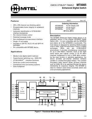 MT8985 Datasheet PDF Mitel Networks