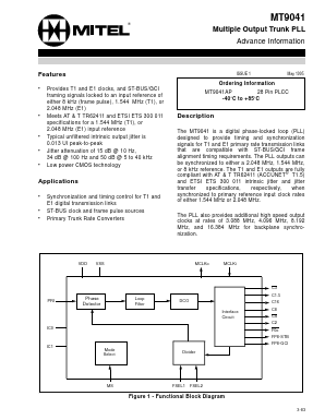MT9041 Datasheet PDF Mitel Networks