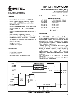 MT9161B Datasheet PDF Mitel Networks