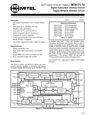 MT9171 Datasheet PDF Mitel Networks