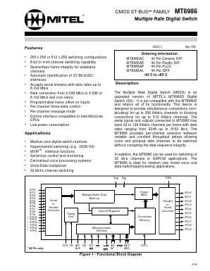 MT8986AP Datasheet PDF Mitel Networks