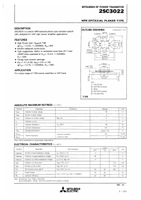 2SC3022 Datasheet PDF MITSUBISHI ELECTRIC 