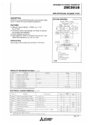 2SC3018 Datasheet PDF MITSUBISHI ELECTRIC 