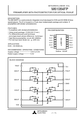 M61084FP Datasheet PDF MITSUBISHI ELECTRIC 