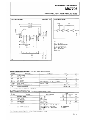 M67796 Datasheet PDF MITSUBISHI ELECTRIC 