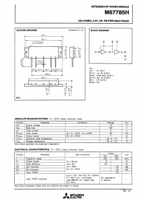 M67785H Datasheet PDF MITSUBISHI ELECTRIC 