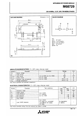 M68729 Datasheet PDF MITSUBISHI ELECTRIC 