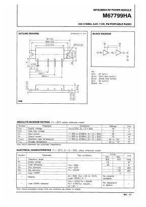 M67799HA Datasheet PDF MITSUBISHI ELECTRIC 