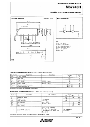 M67743H Datasheet PDF MITSUBISHI ELECTRIC 