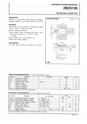 2SC5125 Datasheet PDF MITSUBISHI ELECTRIC 