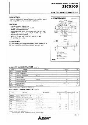 C3103 Datasheet PDF MITSUBISHI ELECTRIC 