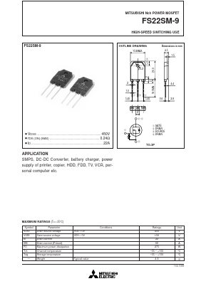 FS22SM-9 Datasheet PDF MITSUBISHI ELECTRIC 