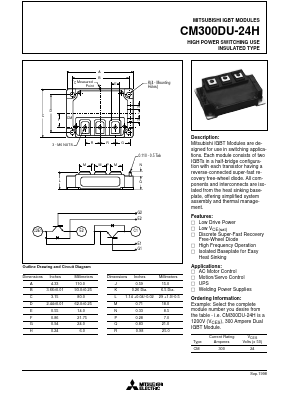 CM300DU-24H Datasheet PDF MITSUBISHI ELECTRIC 
