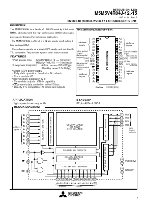 M5M5V4R04J-15 Datasheet PDF MITSUBISHI ELECTRIC 