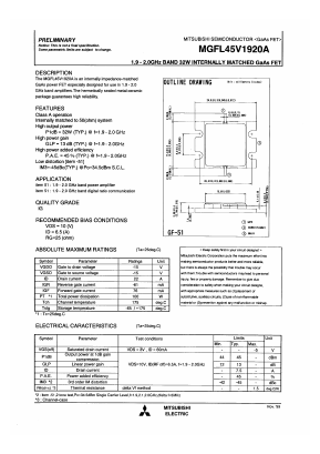 MGFL45V1920A Datasheet PDF MITSUBISHI ELECTRIC 