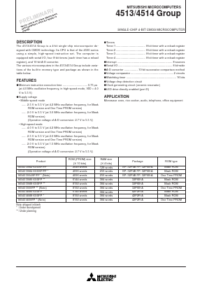 M34513E4 Datasheet PDF MITSUBISHI ELECTRIC 