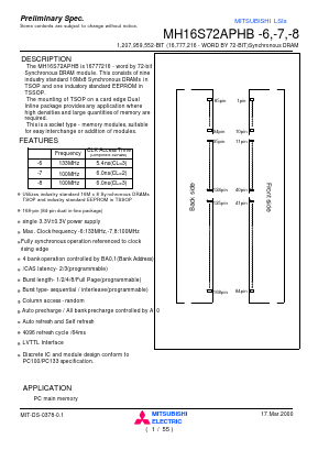 MH16S72APHB-6 Datasheet PDF MITSUBISHI ELECTRIC 