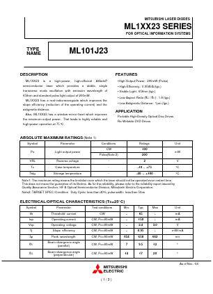 ML1XX23 Datasheet PDF MITSUBISHI ELECTRIC 