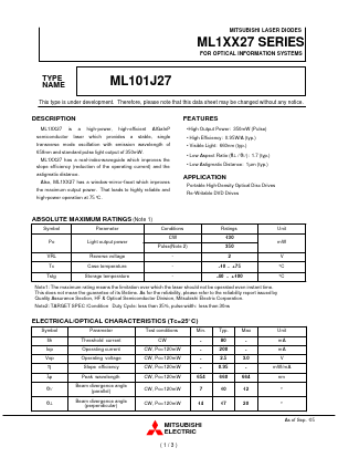 ML1XX27 Datasheet PDF MITSUBISHI ELECTRIC 