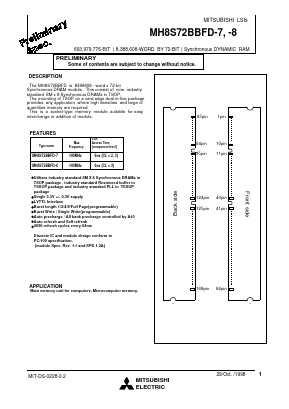 MH8S72BBFD-7 Datasheet PDF MITSUBISHI ELECTRIC 