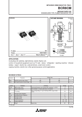 BCR8CM-8 Datasheet PDF MITSUBISHI ELECTRIC 