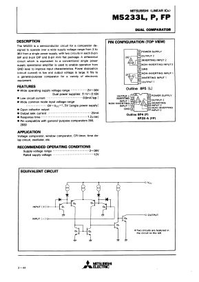 M5233L Datasheet PDF MITSUBISHI ELECTRIC 
