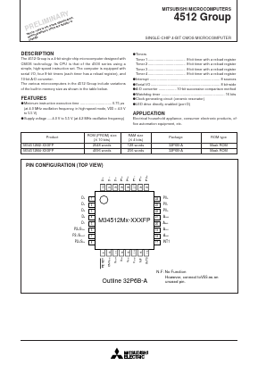 M34512M2-XXXFP Datasheet PDF MITSUBISHI ELECTRIC 