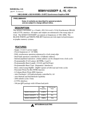 M5M4V16G50DFP-12 Datasheet PDF MITSUBISHI ELECTRIC 