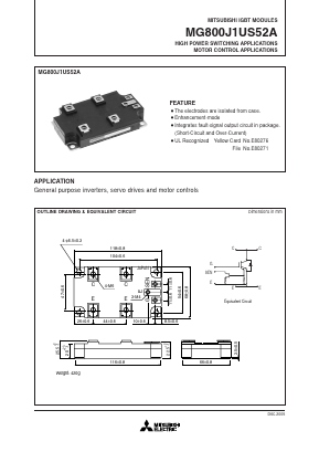 MG800J1US52A Datasheet PDF MITSUBISHI ELECTRIC 