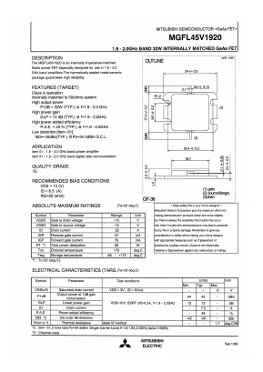 MGFL45V1920 Datasheet PDF MITSUBISHI ELECTRIC 