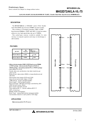 MH32D72AKLA-10 Datasheet PDF MITSUBISHI ELECTRIC 