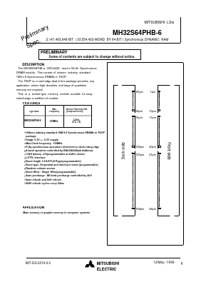 MH32S64PHB-6 Datasheet PDF MITSUBISHI ELECTRIC 