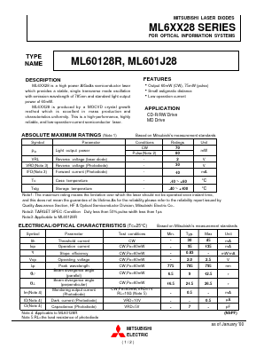 ML601J28 Datasheet PDF MITSUBISHI ELECTRIC 