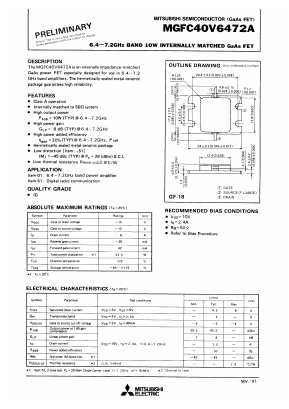MGFC40V6472A Datasheet PDF MITSUBISHI ELECTRIC 