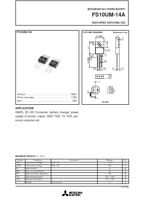 FS10UM-14A Datasheet PDF MITSUBISHI ELECTRIC 