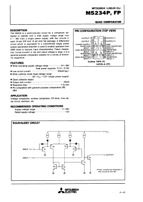 M5234FP Datasheet PDF MITSUBISHI ELECTRIC 