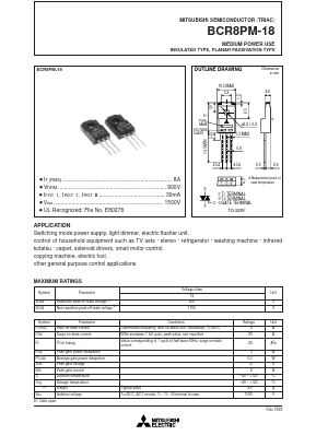 BCR8PM-18 Datasheet PDF MITSUBISHI ELECTRIC 
