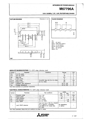 M67796A Datasheet PDF MITSUBISHI ELECTRIC 