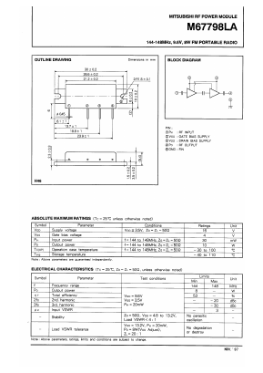 M67796LA Datasheet PDF MITSUBISHI ELECTRIC 