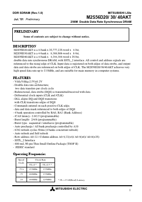 M2S56D40AKT-75A Datasheet PDF MITSUBISHI ELECTRIC 